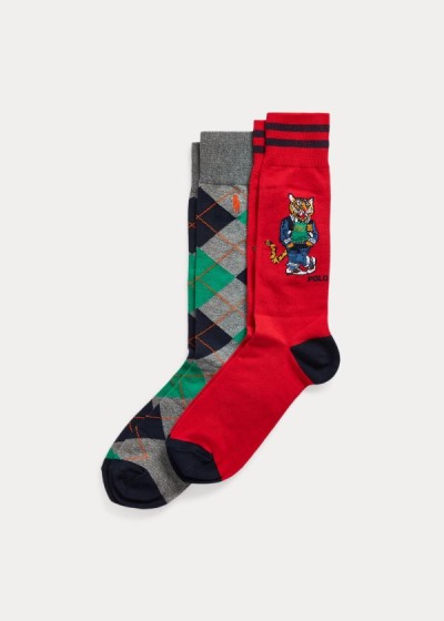 Calcetines Polo Ralph Lauren Hombre Rojos - Tiger & Argyle 2-Pack - KIQFZ7064